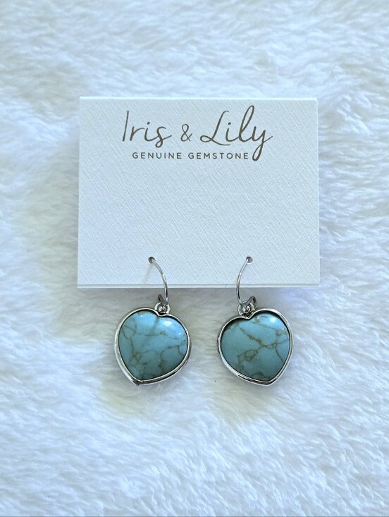 Iris & Lily Jewelry - Iris & Lily Turquoise Heart🩵 with Copper Veins Drop⬇️ Earrings